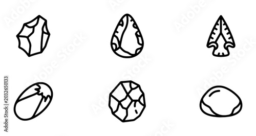 Obraz na plátně Primitive Stone Tools, Ancient Artifacts, Prehistoric Implements, Neolithic Obje