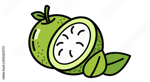 Foto Green Guava, Fresh Fruit, Tropical Illustration, Vector Graphic