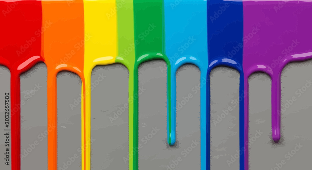 Obraz premium Rainbow colors paint drips flowing down.