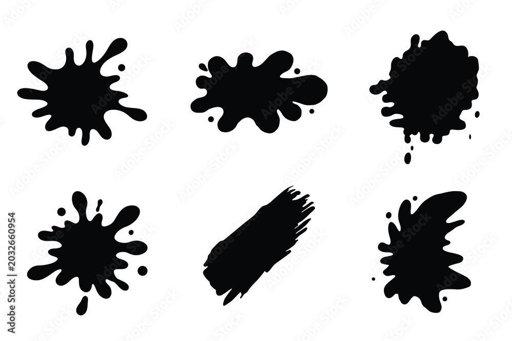 Fototapeta premium Black Grunge Paint Splatter Border, Abstract Ink Blots and Messy Spray Stain Frame Background Concept