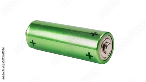 Green AA battery with plus and minus symbols