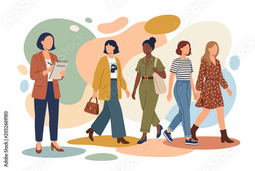 Female Analyst Monitoring and Observing People Walking in a Queue