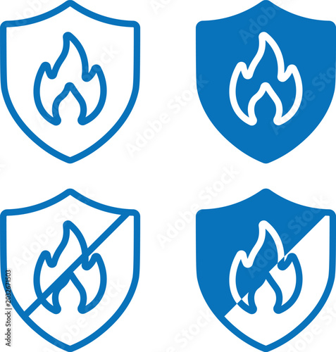 Fire Shield Protection Icons – Safety Flame Vector Pack