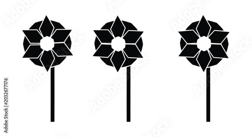 Fotografie Black pinwheel icons on white background
