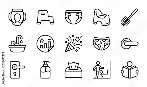 Photos Potty Training Icons, Baby Care Essentials, Bathroom Hygiene, Toddler Toilet Set