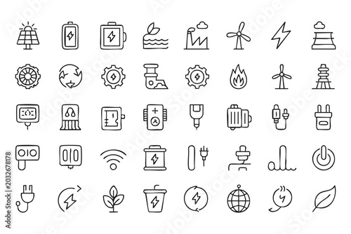 Bild auf Leinwand Sustainable Power Outline Symbols For Environmental Graphic Resources