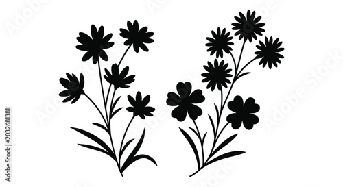 Black silhouette of flowers