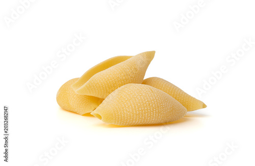 Bild auf Leinwand Raw conchiglioni pasta isolated