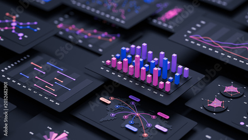 Financial data document graph chart report statistic marketing research development planning management strategy analysis accounting. Financial business technology concept. 3d rendering.