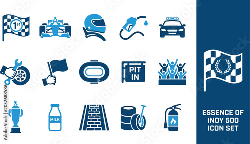 Foto Auto Racing Symbols with Checkered Flag Helmet Pit Stop and Safety Equipment