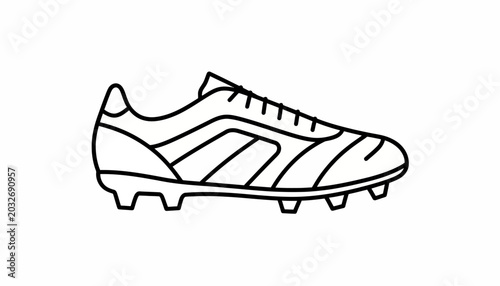 Cuadro en lienzo Black and white football cleat, athletic shoe icon, sports equipment, vector ill