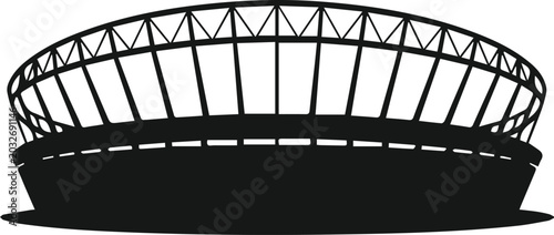 Foto Minimalist black sports stadium arena with floodlights for football and soccer t