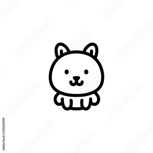Cute Cartoon Cat Face Closeup.