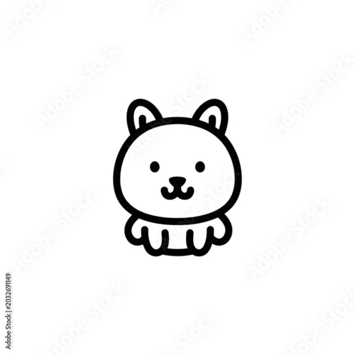 Obraz Cute Cartoon Cat Face Closeup.