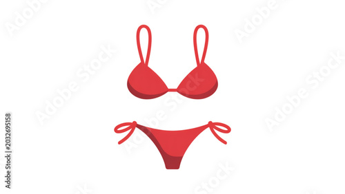 Simple red bikini swimsuit icon for summer vacation and beach fashion Vector