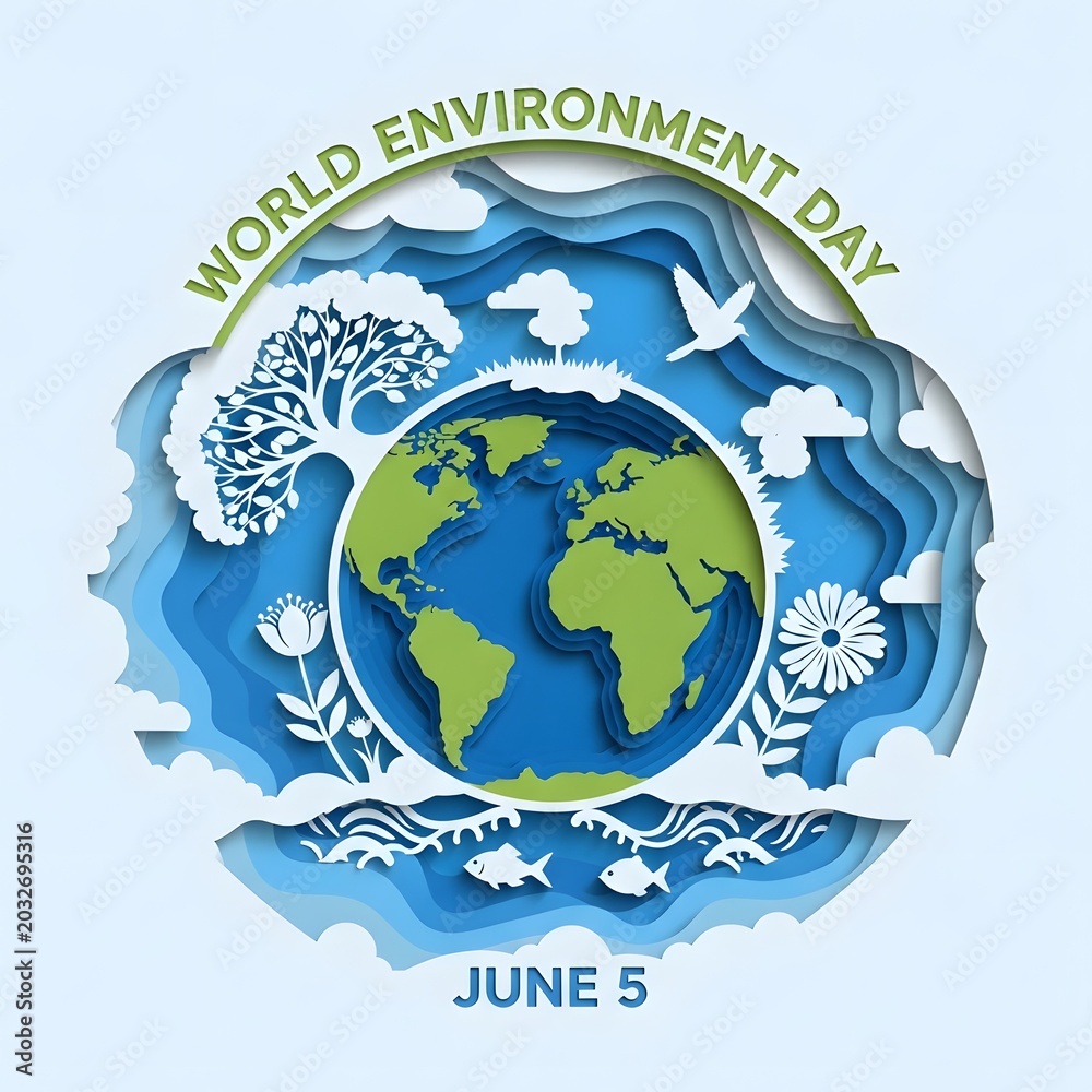 Naklejka premium World environment day poster with earth and eco friendly symbols