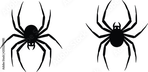 Foto Two black spider silhouettes with distinct leg shapes and body structures, simpl