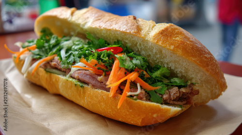 transparent background vietnamese banh mi sandwich baguette