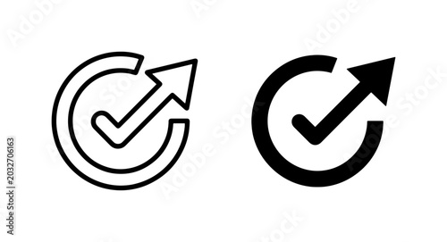 Bild auf Leinwand Circular Arrow Checkmark Icons, Refresh Reload Symbol, Success Confirmation Grap