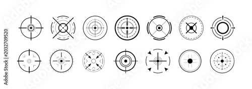 Quadro su tela Modern HUD target symbols with glowing aim pointers and digital crosshair shapes PNG