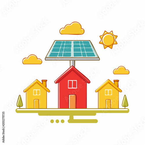 Solar Panels Powering Houses