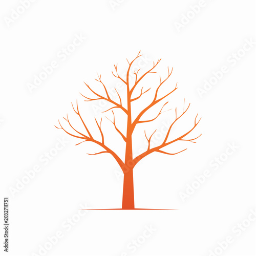 Stylized Bare Tree Silhouette in Orange
