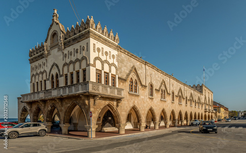 View of the Palazzo del Governatore at Mandraki Harbor in Rhodes Town.