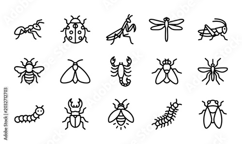 Canvas Print Insect Icons Vector Set: Entomology, Wildlife, Nature, Entomology, Wildlife, Nat