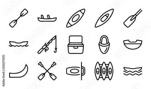 Bild auf Leinwand Canoe Kayak Paddle Icons, Watercraft Vector Set, Outdoor Activity Symbols
