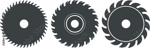 Foto Circular saw blade vector icon isolated sharp gear like blade illustration for carpentry tools, workshop equipment, safety warning signage and industrial machinery interfaces