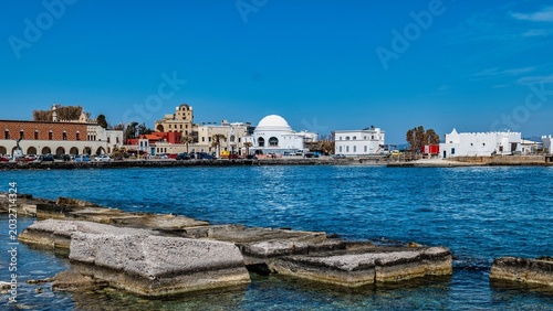 A view of the other side of Mandraki Harbor in Rhodes Town, seen from the vicinity of the castle ruins.