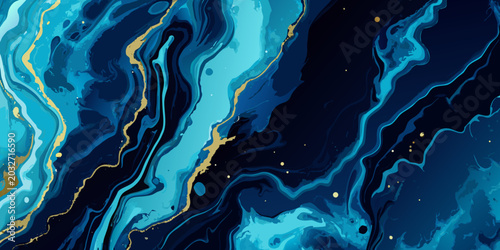 Photos abstract marble pattern with swirling blue and gold veins fluid art background