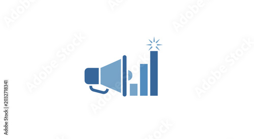 Photos Megaphone with growing bar chart graph.