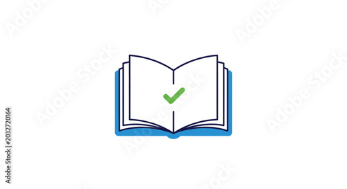 Tableau sur toile Open Book with Green Check Mark.