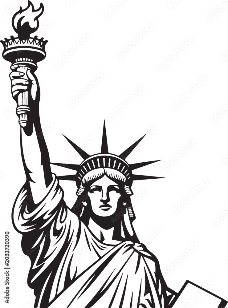 Obraz premium Statue of liberty holding torch with flame