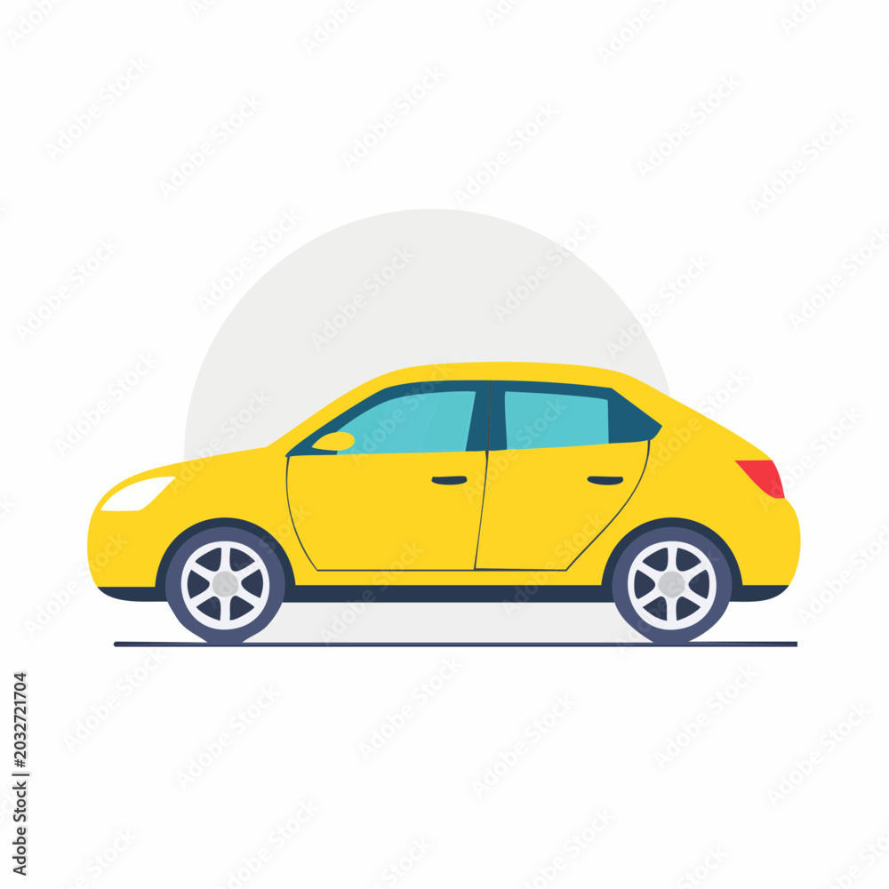 Obraz premium Yellow Sedan Car Illustration