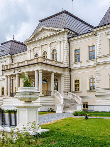 Rear facade of Banffy Castle in Rascruci, Cluj side viewed from the garden