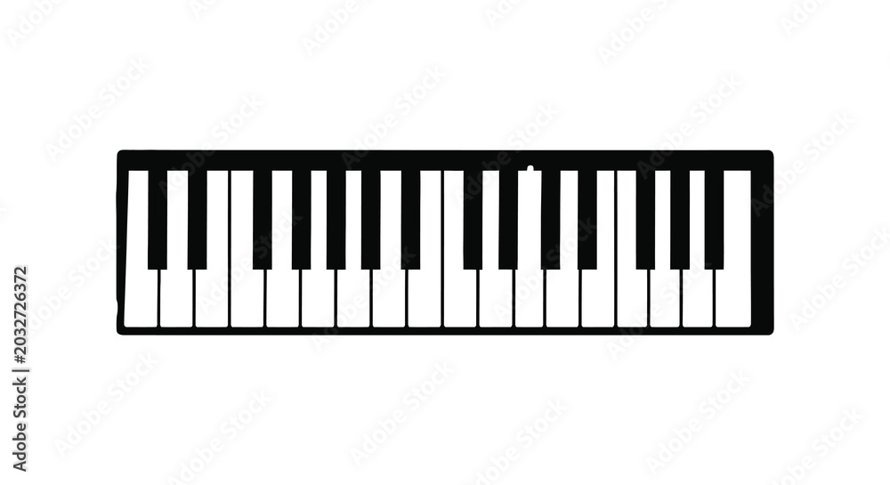 Fototapeta premium Piano keyboard silhouette on a white background