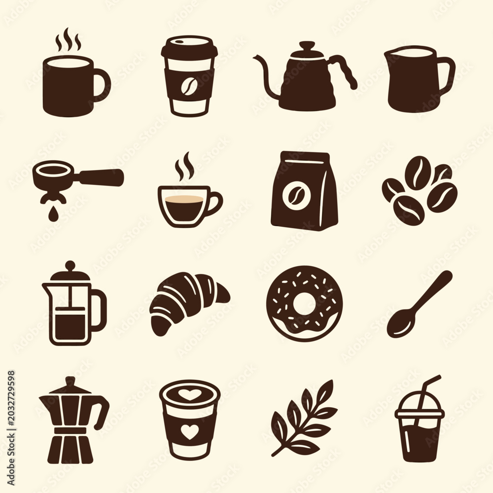 Fototapeta premium shillouette set coffe shop vector