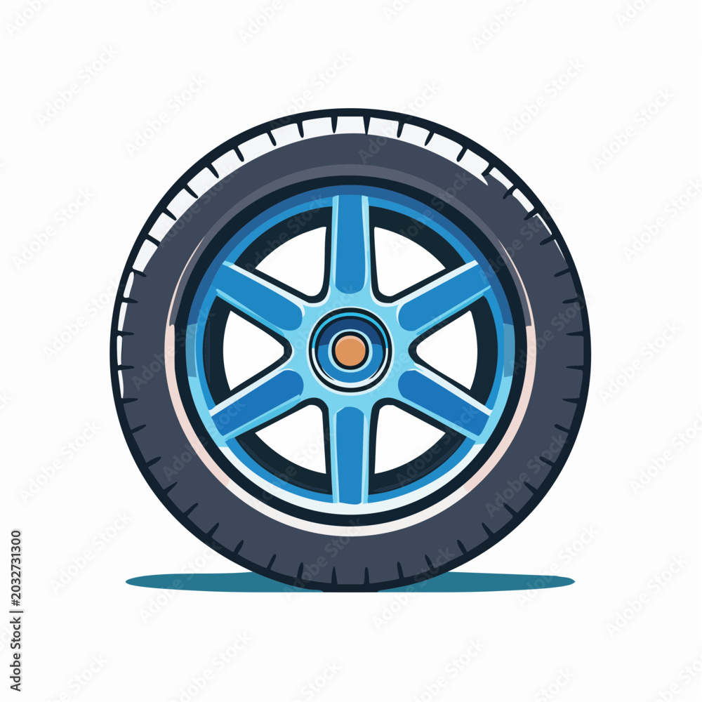 Fototapeta premium Blue Alloy Car Wheel with Tire