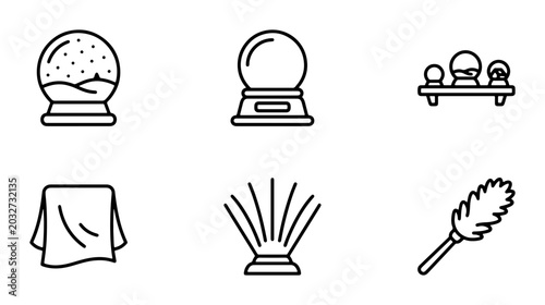 Cuadro en lienzo Crystal Ball Icons, Fortune Telling Symbols, Mystical Objects, Magic Sphere Grap