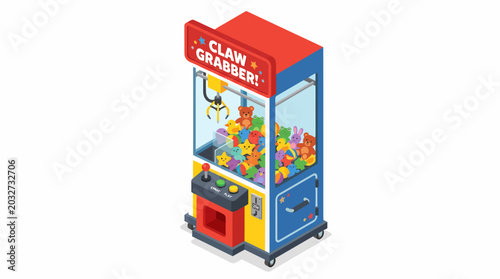 Isometric Claw Machine Toy Grabber Game Arcade Machine with Stuffed Animals