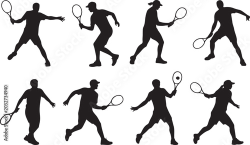 Cuadro en lienzo Tennis players performing various swing actions