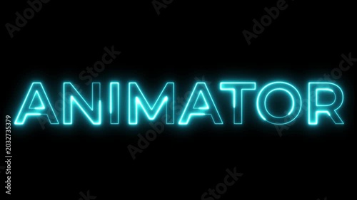 Glowing Blue Neon Animator Text Animation on Black Background