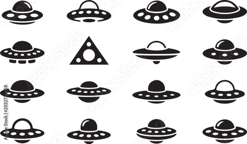 Fotografía Collection of various flying saucer and ufo designs