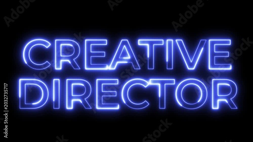 Creative Director Neon Blue Glowing Text Animation on Black