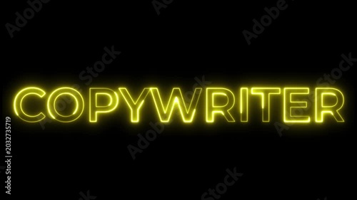 Yellow Neon Copywriter Text Sign on Black Background