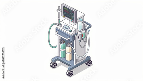 Tableau sur toile Modern medical ventilator machine with digital display and breathing apparatus f