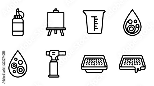 Foto Art Studio Supplies Vector Icons, Crafting Tools Set, Creative Process Elements,