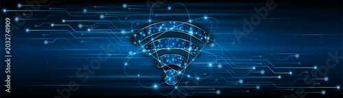 Fotografía Futuristic Wi-Fi icon with a circuit board